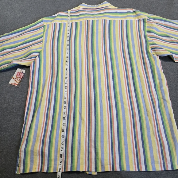 Miskeen Originals Mens 3XL 100% Linen Shirt NWT Short Sleeve Button Up Colorful - Picture 3 of 10